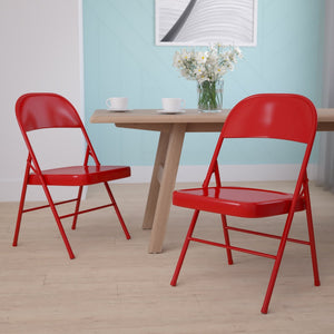 English Elm 2 Pack HERCULES Series Double-Braced Metal Folding Chairs for Reliable Comfort & Versatile Use Red 2-BD-F002-RED-GG