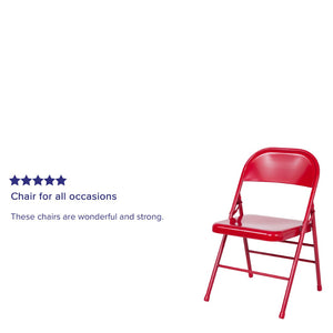 English Elm 2 Pack HERCULES Series Double-Braced Metal Folding Chairs for Reliable Comfort & Versatile Use Red 2-BD-F002-RED-GG