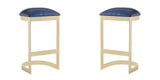 Manhattan Comfort Aura Modern Bar Stool (Set of 2) Blue and Polished Brass 2-BS006-BL