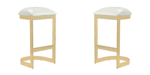 Manhattan Comfort Aura Modern Bar Stool (Set of 2) White and Polished Brass 2-BS006-WH