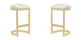 Manhattan Comfort Aura Modern Bar Stool (Set of 2) White and Polished Brass 2-BS006-WH