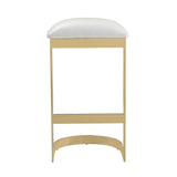 Manhattan Comfort Aura Modern Bar Stool (Set of 2) White and Polished Brass 2-BS006-WH