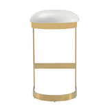 Manhattan Comfort Aura Modern Bar Stool (Set of 2) White and Polished Brass 2-BS006-WH