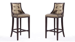 Manhattan Comfort Fifth Avenue Traditional Bar Stool (Set of 2) Bronze and Walnut 2-BS007-BZ