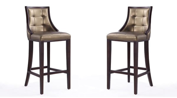 Manhattan Comfort Fifth Avenue Traditional Bar Stool (Set of 2) Bronze and Walnut 2-BS007-BZ