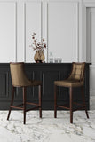 Manhattan Comfort Fifth Avenue Traditional Bar Stool (Set of 2) Bronze and Walnut 2-BS007-BZ