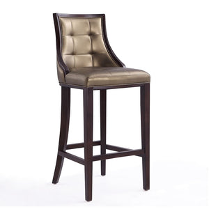 Manhattan Comfort Fifth Avenue Traditional Bar Stool (Set of 2) Bronze and Walnut 2-BS007-BZ