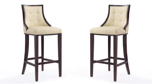 Manhattan Comfort Fifth Avenue Traditional Bar Stool (Set of 2) Cream and Walnut 2-BS007-CR