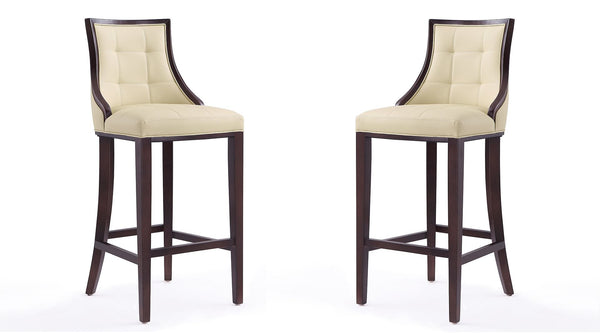 Manhattan Comfort Fifth Avenue Traditional Bar Stool (Set of 2) Cream and Walnut 2-BS007-CR