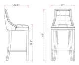 Manhattan Comfort Fifth Avenue Traditional Bar Stool (Set of 2) Cream and Walnut 2-BS007-CR