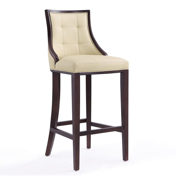 Manhattan Comfort Fifth Avenue Traditional Bar Stool (Set of 2) Cream and Walnut 2-BS007-CR