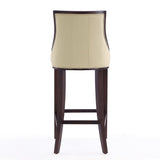 Manhattan Comfort Fifth Avenue Traditional Bar Stool (Set of 2) Cream and Walnut 2-BS007-CR