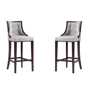 Manhattan Comfort Fifth Avenue Traditional Bar Stool (Set of 2) Light Grey 2-BS007-LG