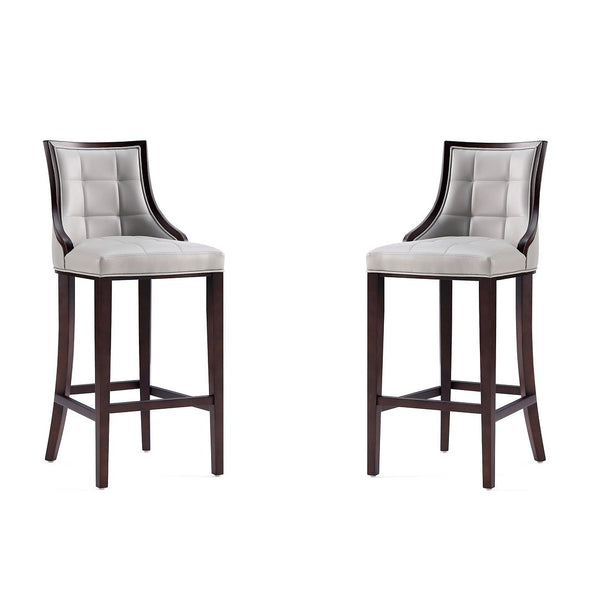 Manhattan Comfort Fifth Avenue Traditional Bar Stool (Set of 2) Light Grey 2-BS007-LG