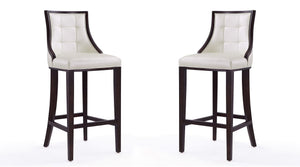 Manhattan Comfort Fifth Avenue Traditional Bar Stool (Set of 2) Pearl White and Walnut 2-BS007-PW