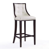 Manhattan Comfort Fifth Avenue Traditional Bar Stool (Set of 2) Pearl White and Walnut 2-BS007-PW