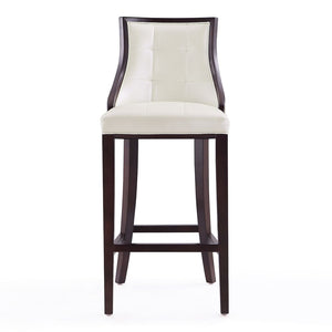 Manhattan Comfort Fifth Avenue Traditional Bar Stool (Set of 2) Pearl White and Walnut 2-BS007-PW