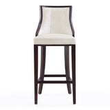 Manhattan Comfort Fifth Avenue Traditional Bar Stool (Set of 2) Pearl White and Walnut 2-BS007-PW