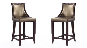 Manhattan Comfort Emperor Traditional Bar Stool (Set of 2) Bronze and Walnut 2-BS008-BZ