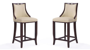 Manhattan Comfort Emperor Traditional Bar Stool (Set of 2) Cream and Walnut 2-BS008-CR