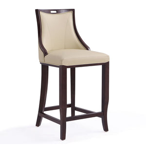 Manhattan Comfort Emperor Traditional Bar Stool (Set of 2) Cream and Walnut 2-BS008-CR