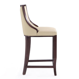 Manhattan Comfort Emperor Traditional Bar Stool (Set of 2) Cream and Walnut 2-BS008-CR