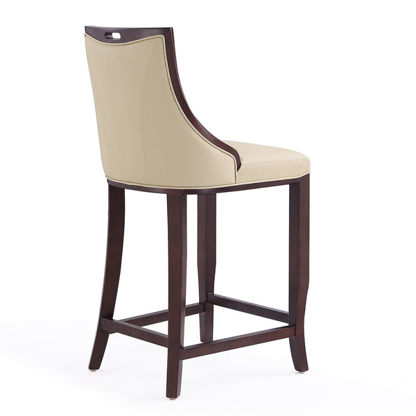Manhattan Comfort Emperor Traditional Bar Stool (Set of 2) Cream and Walnut 2-BS008-CR