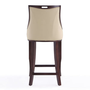 Manhattan Comfort Emperor Traditional Bar Stool (Set of 2) Cream and Walnut 2-BS008-CR