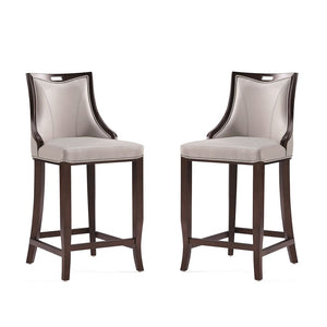 Manhattan Comfort Emperor Traditional Bar Stool (Set of 2) Light Grey 2-BS008-LG
