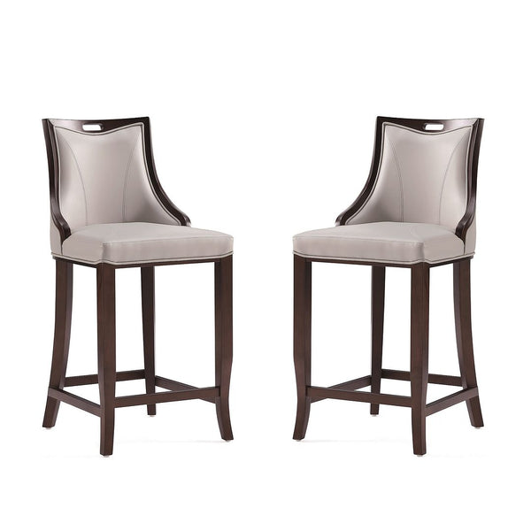 Manhattan Comfort Emperor Traditional Bar Stool (Set of 2) Light Grey 2-BS008-LG