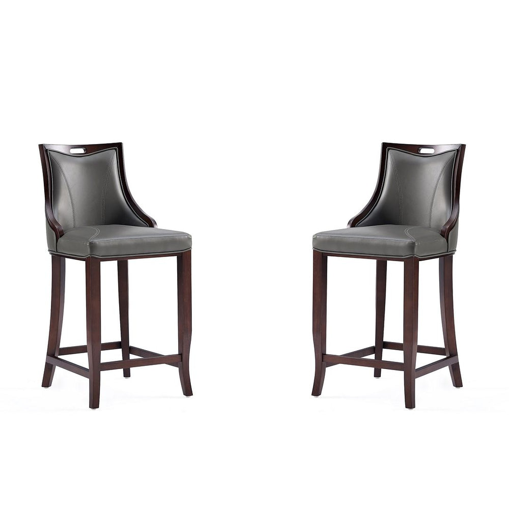 Manhattan Comfort Emperor Traditional Bar Stool (Set of 2) Pebble Grey 2-BS008-PE
