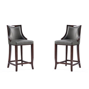 Manhattan Comfort Emperor Traditional Bar Stool (Set of 2) Pebble Grey 2-BS008-PE