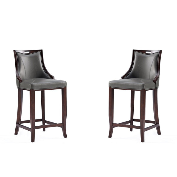 Manhattan Comfort Emperor Traditional Bar Stool (Set of 2) Pebble Grey 2-BS008-PE