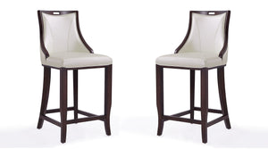 Manhattan Comfort Emperor Traditional Bar Stool (Set of 2) Pearl White and Walnut 2-BS008-PW