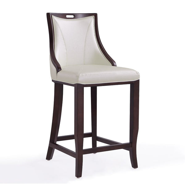 Manhattan Comfort Emperor Traditional Bar Stool (Set of 2) Pearl White and Walnut 2-BS008-PW