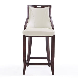 Manhattan Comfort Emperor Traditional Bar Stool (Set of 2) Pearl White and Walnut 2-BS008-PW