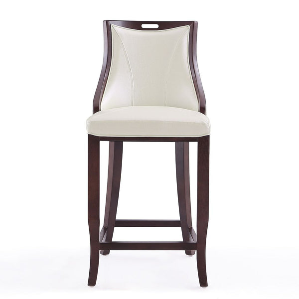 Manhattan Comfort Emperor Traditional Bar Stool (Set of 2) Pearl White and Walnut 2-BS008-PW