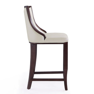 Manhattan Comfort Emperor Traditional Bar Stool (Set of 2) Pearl White and Walnut 2-BS008-PW