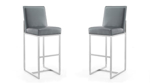 Manhattan Comfort Element Modern Bar Stool (Set of 2) Graphite and Polished Chrome 2-BS010-GP