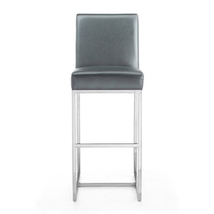 Manhattan Comfort Element Modern Bar Stool (Set of 2) Graphite and Polished Chrome 2-BS010-GP