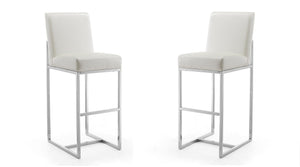 Manhattan Comfort Element Modern Bar Stool (Set of 2) Pearl White and Polished Chrome 2-BS010-PW