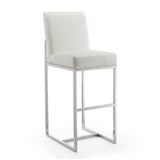Manhattan Comfort Element Modern Bar Stool (Set of 2) Pearl White and Polished Chrome 2-BS010-PW