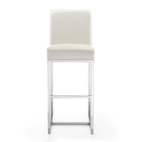 Manhattan Comfort Element Modern Bar Stool (Set of 2) Pearl White and Polished Chrome 2-BS010-PW