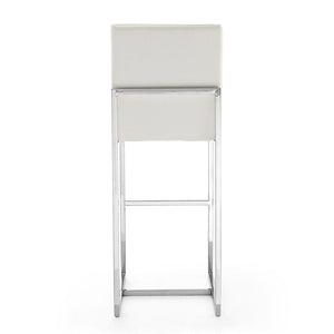 Manhattan Comfort Element Modern Bar Stool (Set of 2) Pearl White and Polished Chrome 2-BS010-PW