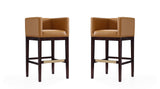 Manhattan Comfort Kingsley Mid-Century Modern Bar Stool (Set of 2) Camel and Dark Walnut 2-BS012-CL