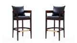 Manhattan Comfort Ritz Mid-Century Modern Bar Stool (Set of 2) Black and Dark Walnut 2-BS013-BK
