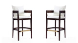 Manhattan Comfort Ritz Mid-Century Modern Bar Stool (Set of 2) Ivory and Dark Walnut 2-BS013-IV