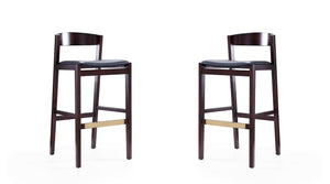 Manhattan Comfort Klismos Mid-Century Modern Bar Stool (Set of 2) Black and Dark Walnut 2-BS014-BK