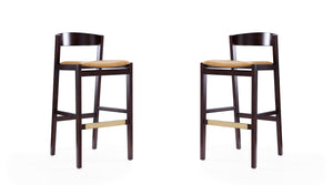 Manhattan Comfort Klismos Mid-Century Modern Bar Stool (Set of 2) Camel and Dark Walnut 2-BS014-CL