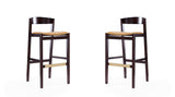 Manhattan Comfort Klismos Mid-Century Modern Bar Stool (Set of 2) Camel and Dark Walnut 2-BS014-CL